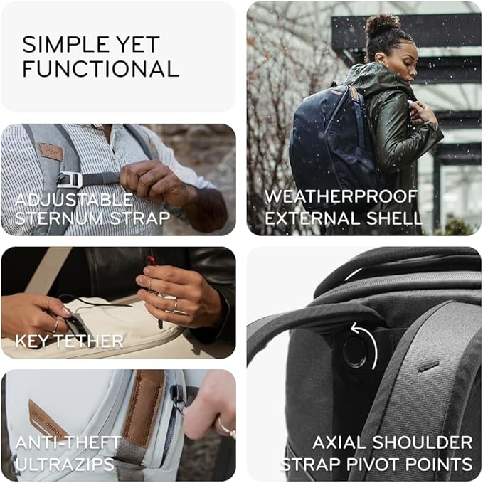 Peak Design Everyday Backpack Zip 15L, Kelp, 270-Degree Zip, Dual Side Pockets, FlexFold Dividers, Fits 15" Laptop, For Camera Carry, Daily Commutes or Travel, Versatile Backpack for Men and Women