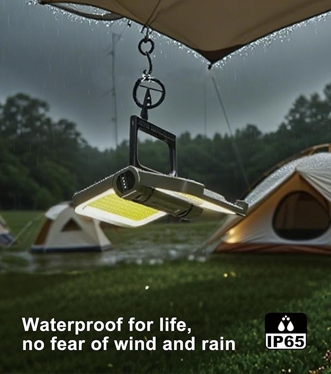 2400LM Rechargeable Camping Lantern – Folding Portable Solar Camping Light for Tent & Power Outages, Magnetic Base, 1/4" Screw Adapter, USB-C & Solar Powered for Hiking,Outdoors