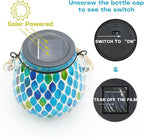 Mosaic Blue Solar Lanterns, Outdoor Glass Hanging Lights, Waterproof, Solar Table Lamps, Christmas Gifts for Women Mom Grandma, Night Lights, Decoration for Garden, Patio, Yard, Party, Outdoor Decor