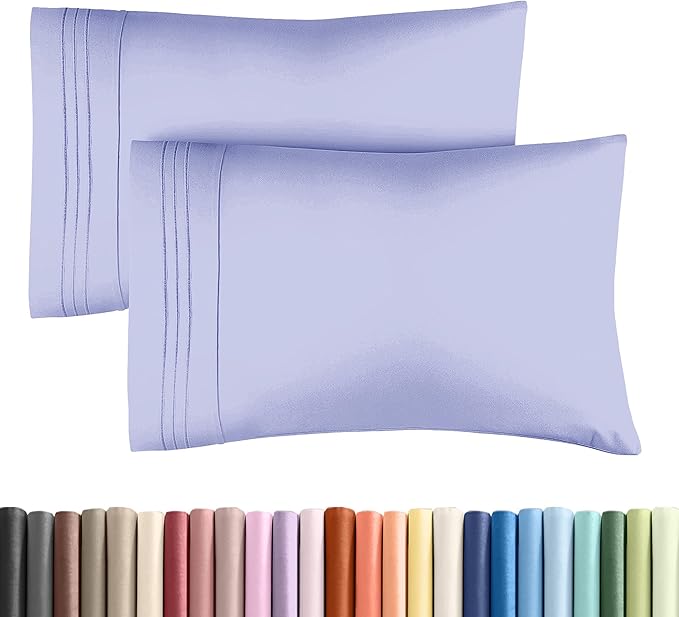 Queen Pillow Cases Set of 2 - Ultra Soft Hotel Quality Pillowcase Covers - Comfy Cozy Bedding for Women, Men, Kids and Teens - Machine Washable Pillow Protectors - 2 Pieces Set - Queen Size Lavender