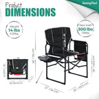 SUNNYFEEL Camping Directors Chair, Heavy Duty,Oversized Portable Folding Chair with Side Table, Pocket for Beach, Fishing,Trip,Picnic,Lawn,Concert Outdoor Foldable Camp Chairs