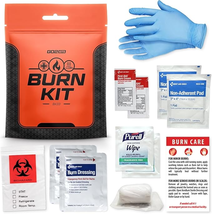 Advanced Burn Kit, Comprehensive Burn First Aid Kit with Dressings, Burn Cream & Gauze, Portable First Aid Kit for Home, Office, Car & Travel, 5-Pack (BK33)