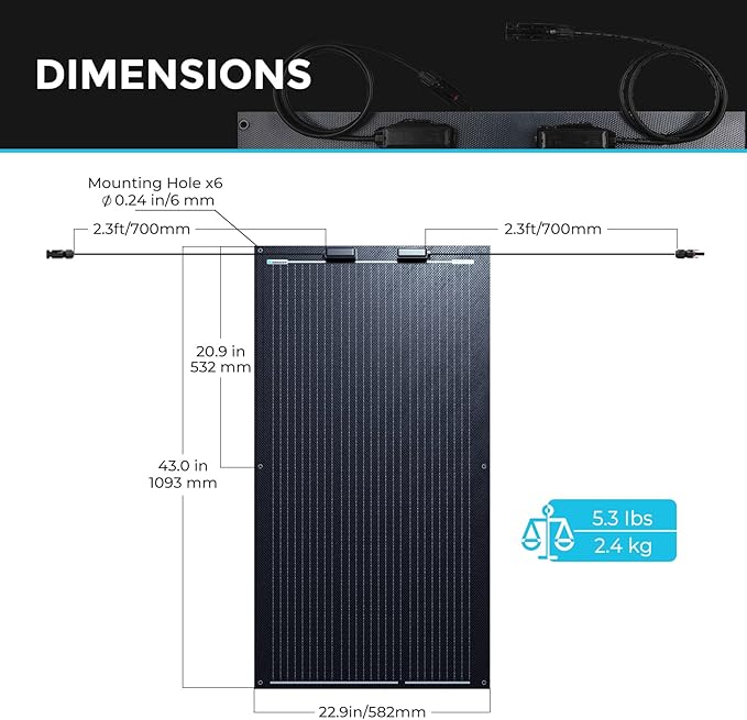 Renogy 100W Flexible Solar Panel, 9BB 100 Watt Mono Solar Panel Lightweight, 240° Flexible Solar Panels for Boat Marine Van RV Camping Curve Surface, Black