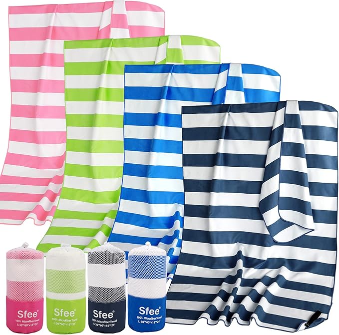 Sfee 2 in 1 Microfiber Beach Towel, Quick Dry Towel Camping Towel Travel Towel Super Absorbent Compact Lightweight Sports Gym Towels Set for Beach, Gym, Hiking, Pool, Backpacking, Bath, Yoga