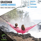 Grassman Camping Hammock Double & Single Portable Hammock with Tree Straps, Lightweight Nylon Parachute Hammocks Camping Accessories Gear for Indoor Outdoor Backpacking, Travel, Hiking, Beach