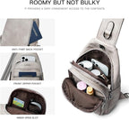 7L Sling Bag For Women Faux Leather Anti Theft Small Casual Daypack Backpack Fanny Pack Crossbody Chest Bags Purse Waterproof Light Grey