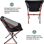 Ultra-Light Folding Camping Chair, All-Aluminum Frame, Surper Breathable Fabric, Easy to Carry, Compact Storage Size (1, Black)
