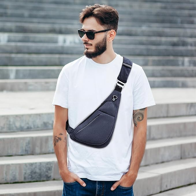 Peicees Sling Bag For Men Women Small Crossbody Backpack Shoulder Bag Man Purse Chest Bag For Hiking Travel