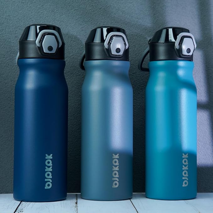 BJPKPK Water Bottle With Straw 25oz Insulated Water Bottles Reusable Stainless Steel Metal Thermo With Leak Proof Lockable Lid And Carry Handle,Navy Blue