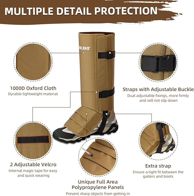 CAMULAND Snake Gaiters for Men & Women, Durable Waterproof Snake Guards for Lower Leg Protection
