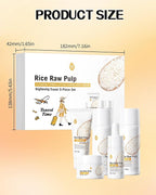 Skin Care Set,5Pcs Rice Raw Pulp Soft Travel Kit for Women, Moisturizing Brilliant Skin Rejuvenating Care Kit, Women’s Mother's Day Skincare Beauty Products Gift Kit for Mom Wife Teenage Girls
