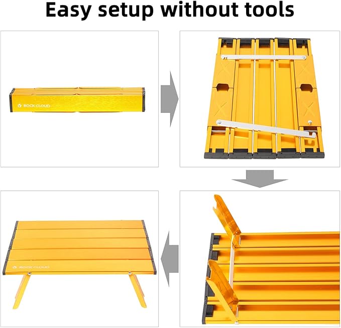 Rock Cloud Portable Beach Table Aluminum Ultralight Folding Camping Table, Yellow