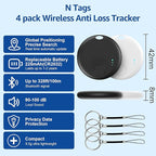 Tracker Tag for Android or iOS, Tracker Tags-4 Pack Smart Tag, Dual System Both iOS and Android Tracker Tags, Apple Find My or Google Find Hub App, Keys Finder Item Locator for Wallets (White&Black)