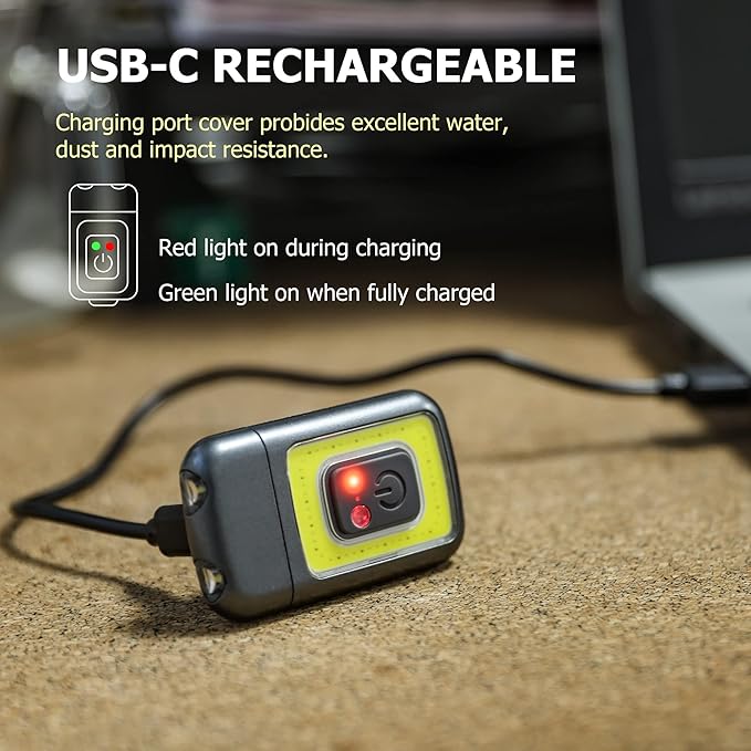 800Lumens 2Pack Running Light, Rechargeable Headlamp Clip on Lights with Red/Green Lighting Night Vision, 5 Modes Lightweight LED Safety Light for Working Camping Hiking and Reading(2, Grey)