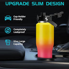 32OZ Insulated Water Bottle with Straw - Stainless Steel Water Bottle w/Carrier Pouch with Strap & Boot, Wide-Mouth Vacuum Insulated Bottle Fit in Car Bike Cup Holder