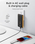 VEEKTOMX Portable Charger with Built in Cables 10000mAh, Power Bank for iPhone with Wall Plug, Travel Essential Fast Charging USB C Slim External Battery Pack for iPhone 17/16/15, Samsung, iPad, etc