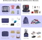 BAGAIL 8 Set Packing Cubes Luggage Packing Organizers for Travel Accessories-Indigo