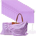10 Pack Dust Bags for Purses and Handbags, Silk Dust Cover Storage Bag with Drawstring Travel Storage Pouch for Handbag Purse Shoes Boots (Pink, 19.6 × 15.7 in)