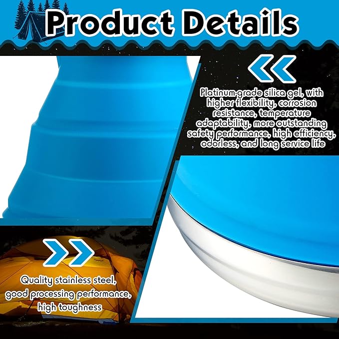 Geiserailie 1.5l Portable Collapsible Kettle Camping Pot Collapsible Tea Kettle for Hiking Travel and Outdoors