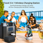 3 in 1 Charging Station for Apple Magsafe Travel Charger for Multiple Devices Aluminum Foldable Magnetic Wireless Charger with 360 Rotating for iPhone 17/16/15/14/13/12 Series,for iWatch,for Airpods