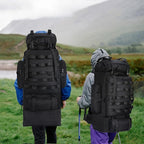 70L/100L Camping Hiking Backpack with Rain Cover, Expandable Large Military Tactical Backpack, Waterproof Molle Racksack Travel Backpacking Daypack for Climbing Trekking (Black)