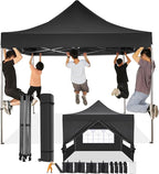 COBIZI 10x10 Pop Up Canopy Tent 10x10 Canopy with 4 Sidewalls Waterproof Heavy Duty Commercial Canopy Tent for Parties Outdoor Tent Garden Gazebo Tent, Carry Bag with Wheel(10x10ft, Black)