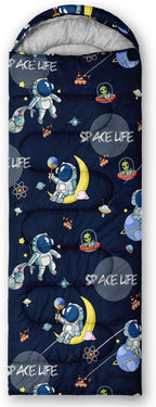 AILONEN Outer Space Astronaut Camping Sleeping Bags,Lightweight & Waterproof,3 Season Warm & Cool Weather,Cartoon Sleeping Bags for Kids,Boys Girls Travelling,Outdoors
