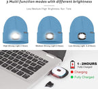 ATNKE LED Lighted Beanie Hat,USB Rechargeable 4 LED Running Headlamp Bright Cap with The Light Gifts for Men and Women