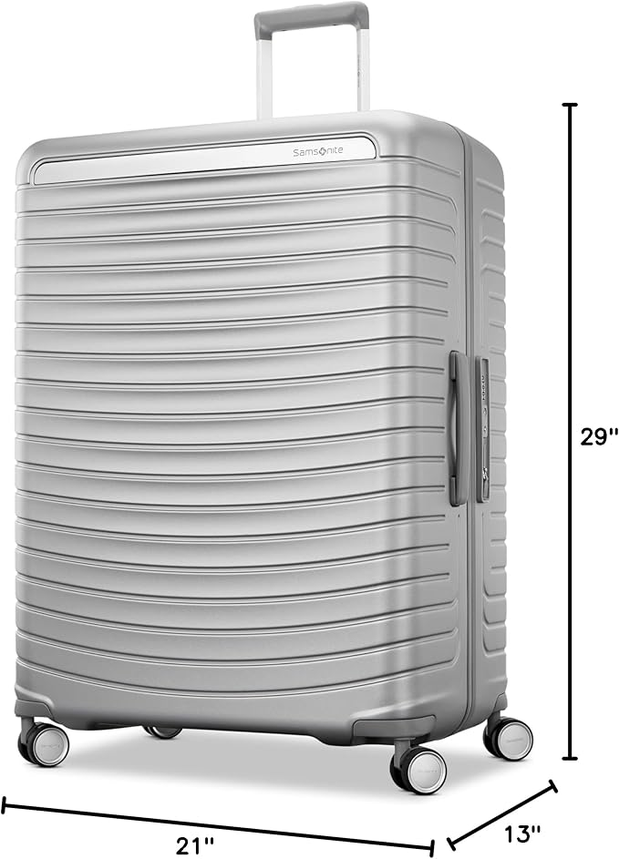 Framelock Max 29” Large Checked Hardshell Zipperless Luggage - Highly Secure Integrated Eazylock™ Mechanism - RightHeight™ Adjustable Handle - 360° Spinner Wheels - Airline Approved - Glacial Silver