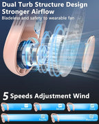 Personal Air Conditioner Neck Fan,Cordless Battery Operated Metal Cooling Plate AC,Tiny Cooler Fan Around Your Neck,Cordless Noiseless Long Life Breeze Quiet Fans Unit for Travel,Outdoor,Sports Pink