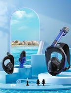 Zenoplige Full Face Snorkel Mask Adults,Dry-Top Snorkeling Gear with Camera Mount,Foldable 180-Degree Panoramic Scuba Mask for Snorkeling Diving Swimming Travel,Snorkel Mask Anti-Fog & Anti-Leak