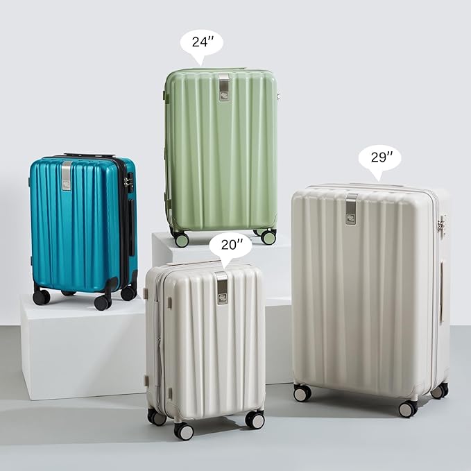 Hanke 29 Inch Expandable Checked Luggage Lightweight PC Hard Shell Luggage Suitcases with Wheels Tsa Luggage Rolling Large Suitcase Travel Luggage Bag for Study Abroad.(Caribbean Blue)