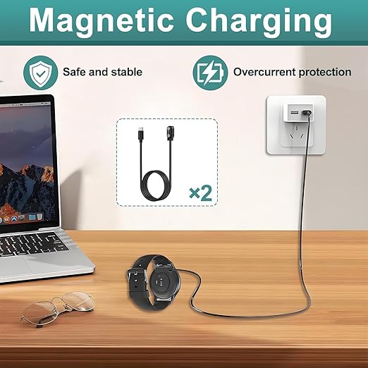 2 Pcs USB C Smart Watch Charger, 2-Pin 2.84 mm Magnetic Smartwatch Charging Cable, Replacement Charger Cord Compatible with Letsfit, YAMAY, Willful, UMIDIGI, Fitpolo, Blackview, Dirrelo, Lifebee