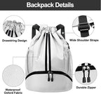 Hoedia Sports Drawstring Backpack - String Swim Gym Bag with Shoes Compartment and Wet Proof Pocket for Women and Men