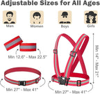 Reflective Running Gear Reflective Vest & Reflective Armband & Reflective Belt 3 Pcs Set, High Visibility Reflective Gear Night Cycling Walking Safety Vest Straps for Men Women Kids