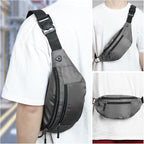1PCS Crossbody Fanny Pack Large Capacity Waist Bag with 4-Zipper Pockets Adjustable Strap Fanny Packs Waterproof Oxford Cloth Travel Belt Bag for Outdoor Shopping Travel Men Women,Gray