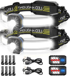 LED Headlamp, 1000lumens 230° Widebeam Headlight, USB Rechargeable HeadLamp with Red Taillight, Lightweight Waterproof Headband Light for Camping Running Hiking, Hard Hat Headlamp