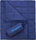 KingCamp Ultralight Camping Blanket, Packable Down Alternative Puffy Wearable Blankets Weatherproof Warm Package Quilt with Snap Buttons for Outdoor Hiking Travel Picnic Stadium (69" L x 53" W, Navy)