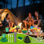 Scout Camping Mess Kit for 1 Person - Camping Utensils Set with Bowl Plate Cup Fork Spoon and Knife, Scout Dishes Set with Mesh Bag for Backpacking, Outdoor Camping Hiking and Picnic