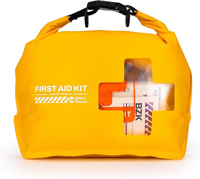 RHINO RESCUE Waterproof Boat First Aid Kit, Lightweight Boat Accessories Dry Bag, Emergency Marine Survival Supplies for Outdoor Kayak, Fishing, Floating, Swimming, Beach & Camping (Yellow)