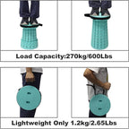 ALEVMOOM Upgraded Collapsible Stool with Thickened Cushion 18.31",600Lbs Max Weight Wider & Taller Pop Up Stool, Heavy Duty Portable Retractable Folding Chair or Travel Foot Rest for Camping Outdoors