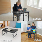 GARLLEN 2ft Folding Camping Table, 3 Adjustable Height Lightweight Folded Picnic Table, Portable Aluminum Grill Table for Camping, BBQ, Outdoor, 22.8" L x 15.7" W, Black