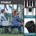 FUNDANGO Folding Camping Stool, 2 Pack 18.1 Inch Oversized Foot Rest 440 Lbs Heavy Duty Portable Padded Stools Seat Anti-Slip Foots & Carry Strap for Fishing Outdoor Lawn Travel (Black)