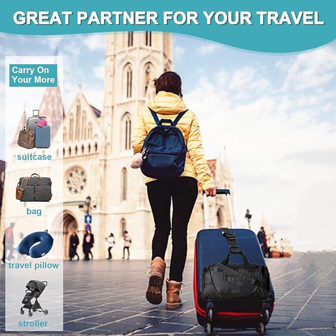 2Pack Luggage Straps for Suitcases, Travel Connector for Carry On Bag, Add Bag to Connect Two Suitcases, Adjustable Belt Attachment Accessories for Connect Your 3 Luggages, Red