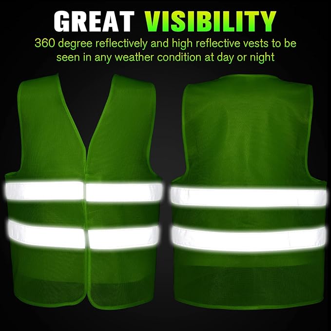 JaGely High Visibility Safety Vest Bulk Reflective Mesh Security Vest for Men Women Work Cycling Runner Neon
