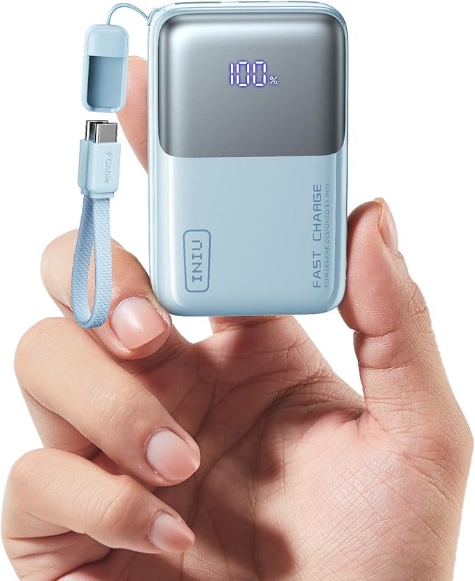 INIU Pocket Size Portable Charger, Ultra Small 10000mAh 45W PD Power Bank, USB C in&Out Fast Charging Battery Pack, Travel Essentials Powerbank for iPhone 17 16 15 14 Pro Air, iPad, Samsung S24 etc