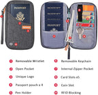 defway Passport Holder Travel Wallet - Family Passport Holder of 4, RFID Blocking Passport Wallet for Men Women, Travel Essentials for Flying, GREY