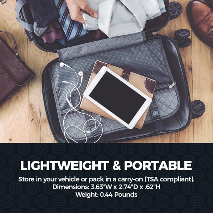 Halo RapidPack 10K DLX Power Bank | USB & USB-C Fast Charging for Multiple Devices, Smart Phones & Tablets, Synthetic Leather Wrapped, Portable Battery Charger, TSA Air Travel Approved — Black
