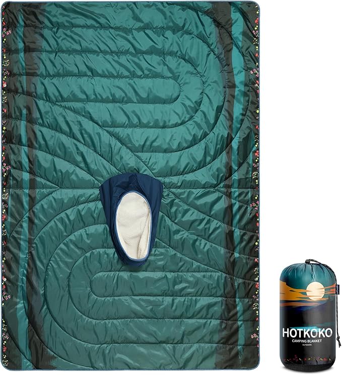 Camping Blanket, Poncho Wearable Hoodie Blankets Outdoor Waterproof Windproof