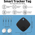 Air Tracker for Android or iOS, 4 Pack Dual System Android Smart Tracker Tags Compatible with iOS Find My or Google Find Hub App, Bluetooth Tracker Key Locator with Sound for Luggage, Bags,Wallet